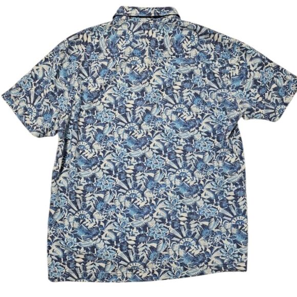 Tommy Bahama Men’s Large Silk Hawaiian Shirt Blue Tropical Floral - Picture 2 of 8